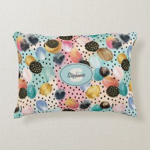 Levendig Abstract penseelstreek & Polka Dot Patter Accent Kussen