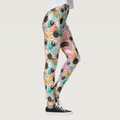 Levendig Abstract penseelstreek & Polka Dot Patter Leggings (Rechts)