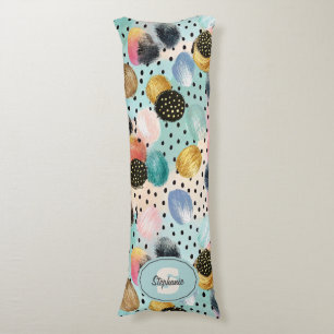 Levendig Abstract penseelstreek & Polka Dot Patter Lichaamskussen