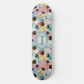 Levendig Abstract penseelstreek & Polka Dot Patter Persoonlijk Skateboard (Voorkant)