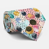 Levendig Abstract penseelstreek & Polka Dot Patter Stropdas (Opgerold)