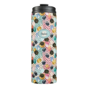 Levendig Abstract penseelstreek & Polka Dot Patter Thermosbeker