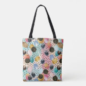 Levendig Abstract penseelstreek & Polka Dot Patter Tote Bag (Achterkant)