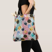 Levendig Abstract penseelstreek & Polka Dot Patter Tote Bag (Dichtbij)