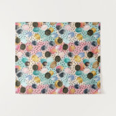 Levendig Abstract penseelstreek & Polka Dot Patter Wandkleed (Voorkant (horizontaal))