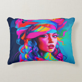 Levendig Abstract portret Accent Kussen