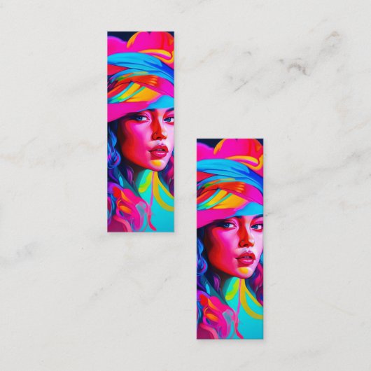 Levendig Abstract Portret Bladwijzer Mini Visitekaartje (Voorkant / Achterkant)