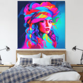 Levendig Abstract portret Canvas Afdruk (Insitu (Slaapkamer))