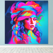 Levendig Abstract portret Canvas Afdruk (Insitu (Houten vloer))