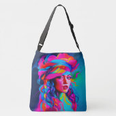 Levendig Abstract portret Crossbody Tas (Achterkant)