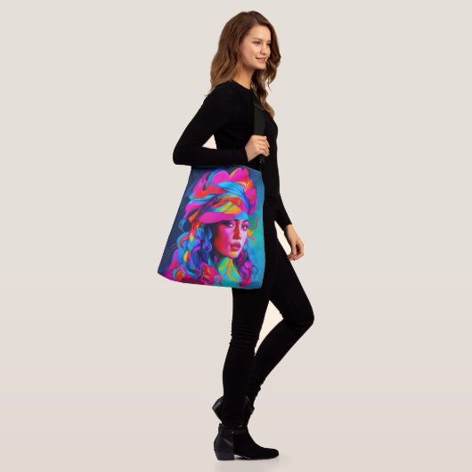 Levendig Abstract portret Crossbody Tas (Op model)