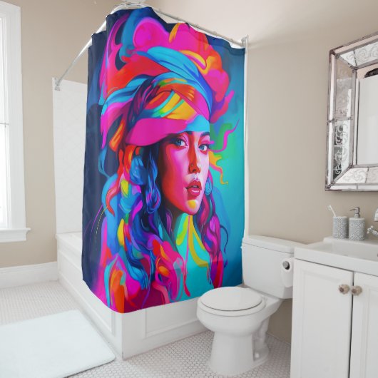 Levendig Abstract portret Douchegordijn (In situ)