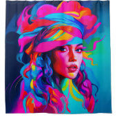 Levendig Abstract portret Douchegordijn (Voorkant)