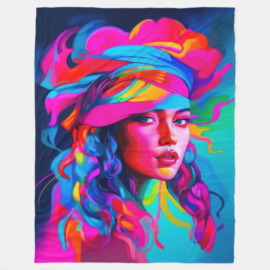 Levendig Abstract portret Fleece Deken (Voorkant)