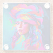 Levendig Abstract portret Glazen Onderzetter (Achterkant)