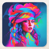 Levendig Abstract portret Kartonnen Onderzetters (Voorkant)