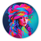 Levendig Abstract portret Keramische Knop (Voorkant)