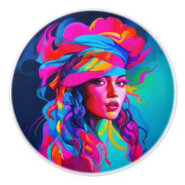 Levendig Abstract portret Keramische Knop