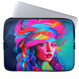 Levendig Abstract portret Laptop Sleeve