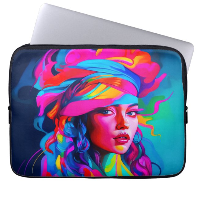 Levendig Abstract portret Laptop Sleeve (Voorkant)