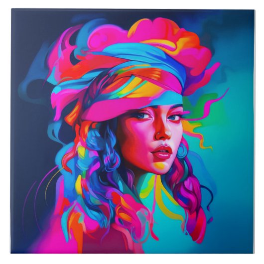 Levendig Abstract portret Tegeltje (Voorkant)