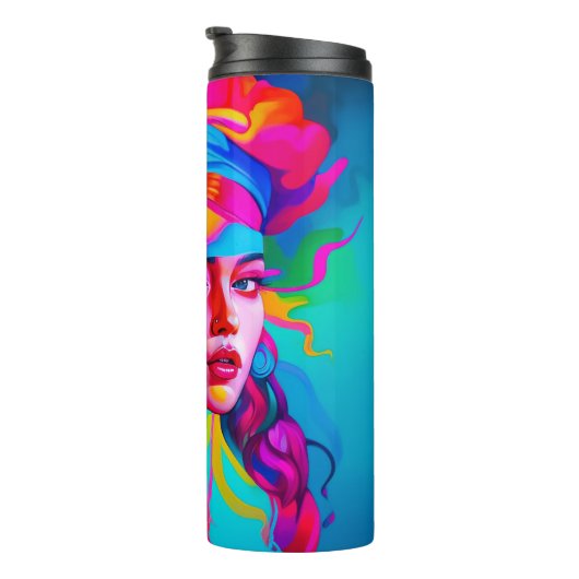 Levendig Abstract portret Thermosbeker (Geroteerd rechts)