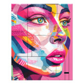 Levendig Abstract Portret Vrouwengezicht Roze Zwar Foto Afdruk (Voorkant)