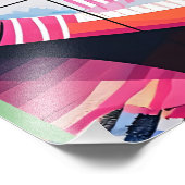 Levendig Abstract Portret Vrouwengezicht Roze Zwar Foto Afdruk (Hoek)