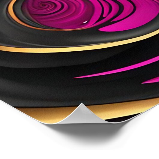 Levendig Abstract Roze Zwart Goud Swirl Canvas Poster (Hoek)