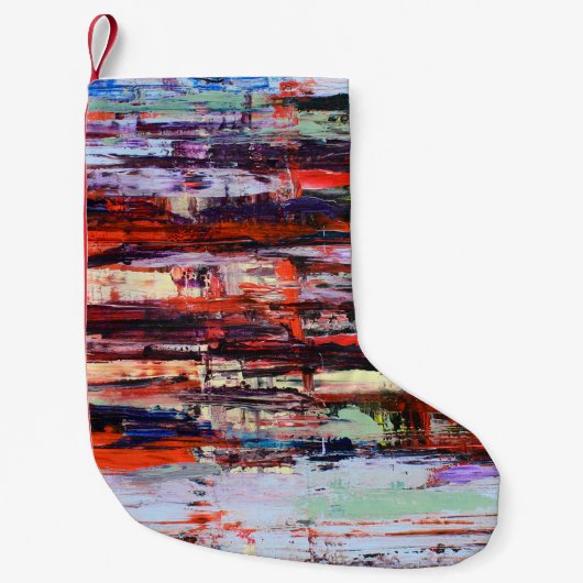 Levendig abstract schilderij kleine kerstsok (Voorkant)