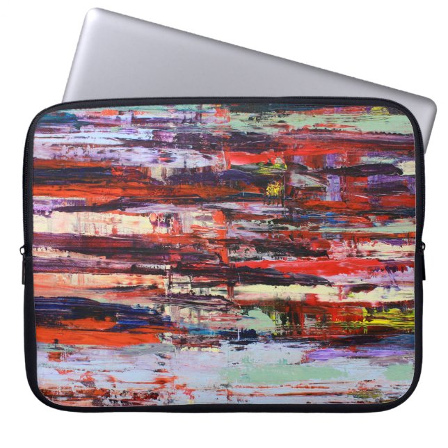 Levendig abstract schilderij laptop sleeve (Voorkant)