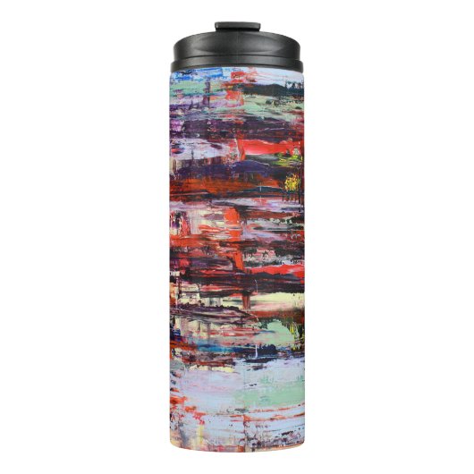 Levendig abstract schilderij thermosbeker (Voorkant)
