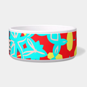 Levendig Abstract turquoise rood geel Voerbakje