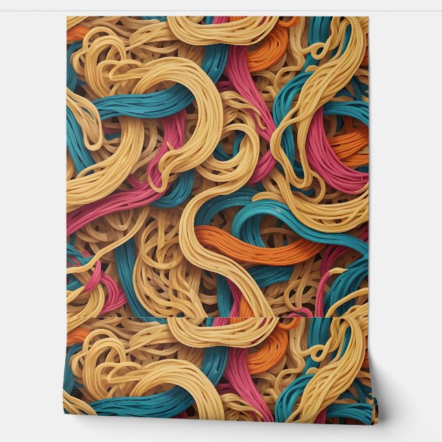 Levendig Abstract van noedels met dynamische kleur Behang (Afrollen)