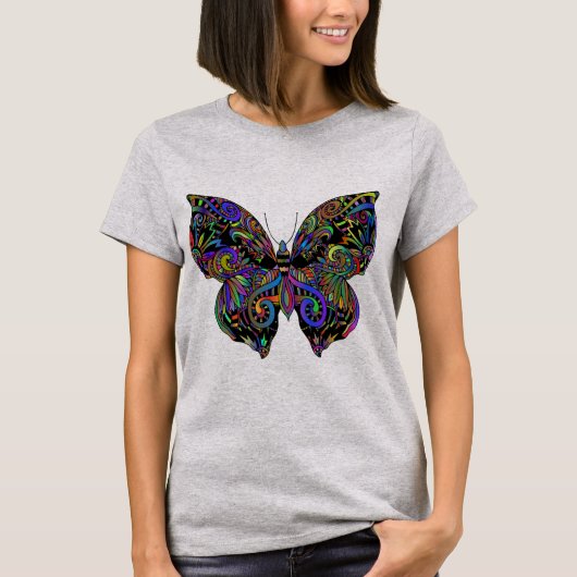 Levendig Abstract vlinderontwerp T-shirt (Voorkant)