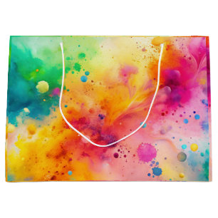 Levendig Abstract Waterverf Spatpatroon Groot Cadeauzakje
