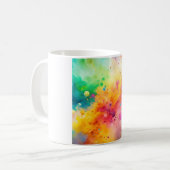 Levendig Abstract Waterverf Spatpatroon Koffiemok (Voorkant links)