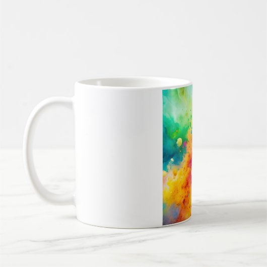 Levendig Abstract Waterverf Spatpatroon Koffiemok (Links)