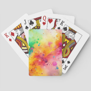 Levendig Abstract Waterverf Spatpatroon Pokerkaarten