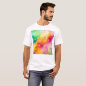 Levendig Abstract Waterverf Spatpatroon T-shirt (Voorkant volledig)