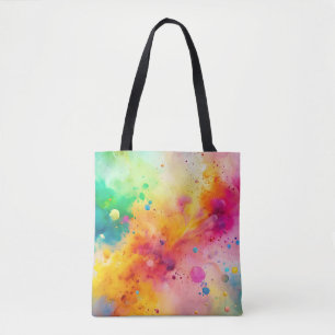 Levendig Abstract Waterverf Spatpatroon Tote Bag
