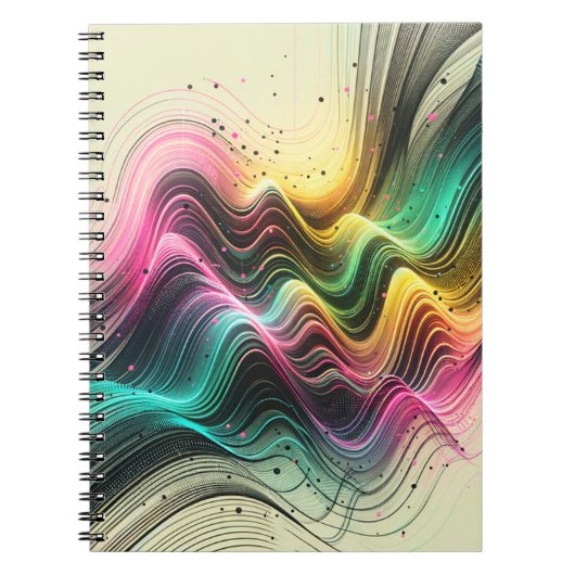 Levendig Abstract Wave Art Notitieboek (Voorkant)