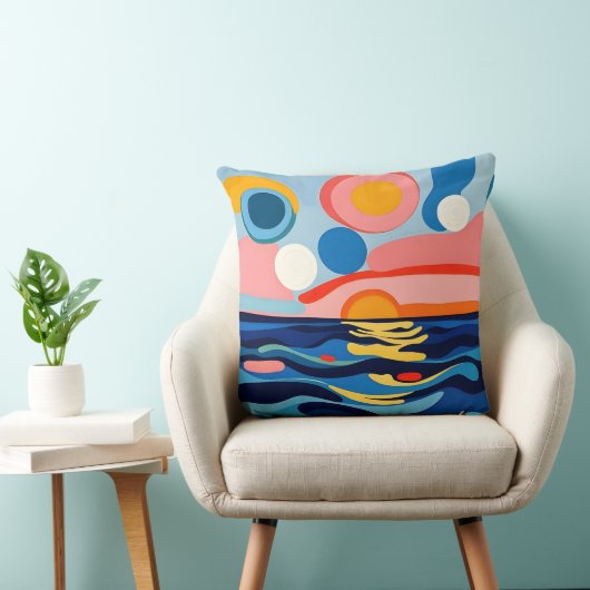 Levendig Abstract zeegezicht Kussen (Stoel)