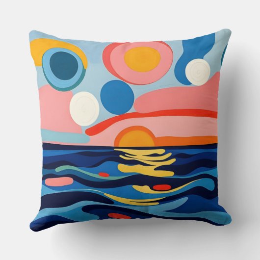 Levendig Abstract zeegezicht Kussen (Achterkant)