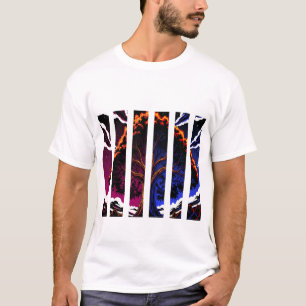 levendig Abstracte Boom Split Paneel grafisch T-shirt
