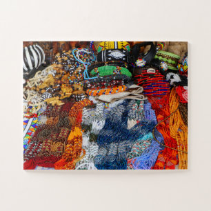 Levendig Afrikaans broodje op een lokale markt Legpuzzel