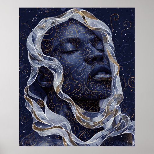 Levendig Afro-Amerikaans Man in Intricate Hood Pos Poster (Voorkant)