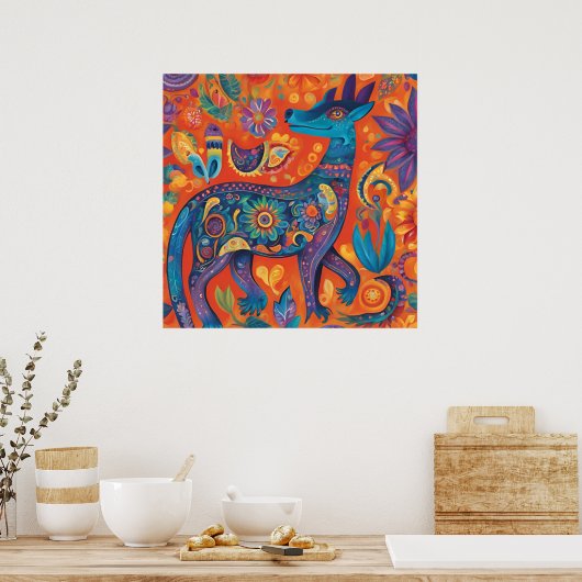 Levendig algebraïsch ontwerp in traditioneel Mexic Poster (Keuken)