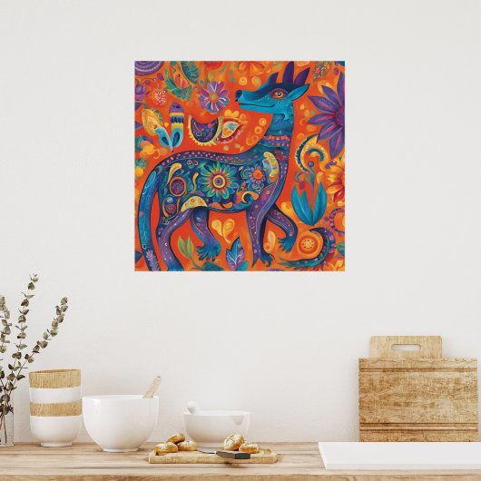 Levendig algebraïsch ontwerp in traditioneel Mexic Poster (Keuken)