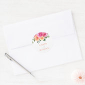 Levendig Alle seizoenen Aquarel Bloemenbruiloft Ronde Sticker (Envelop)